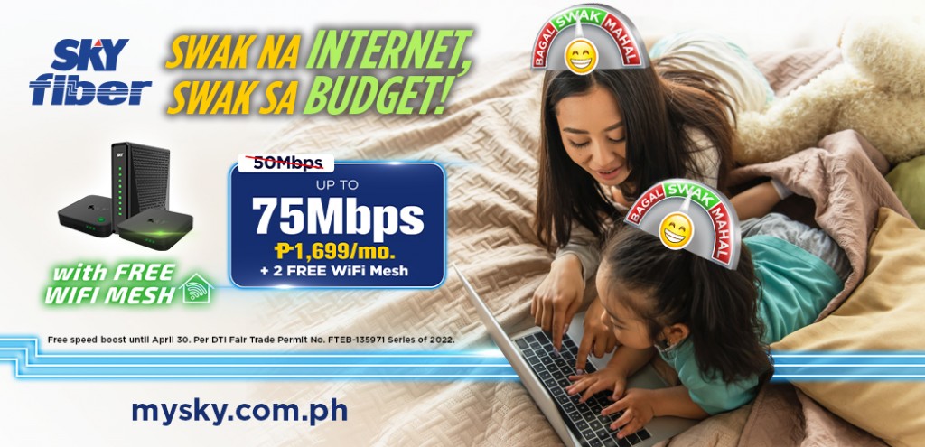 SKY Fiber Plan 50Mbps with free speed boost of up to 75Mbps